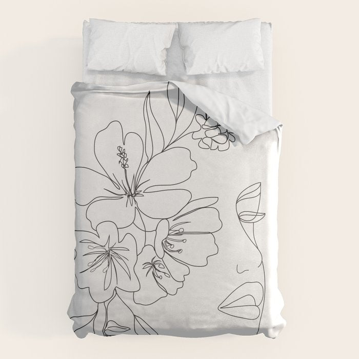 Minimal Line Art Woman Face II Duvet Cover Gallery Image 6