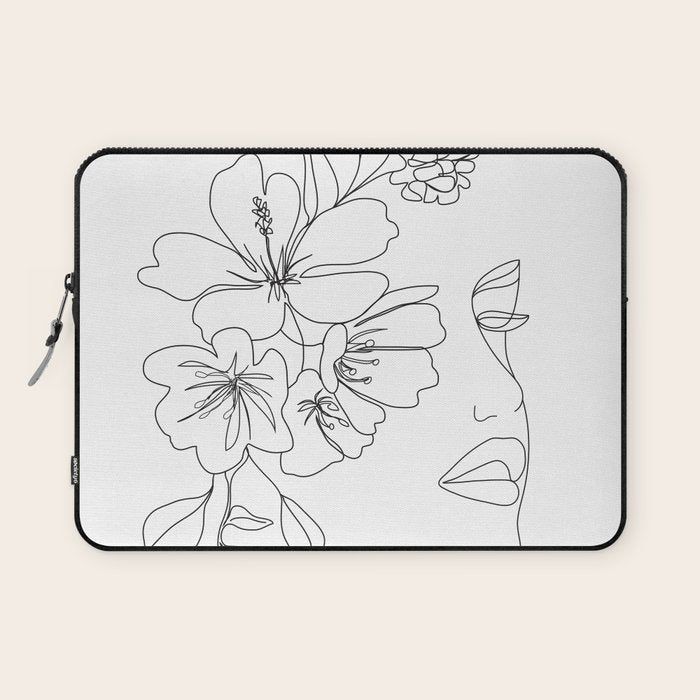 Minimal Line Art Woman Face II Laptop Sleeve Gallery Image 1