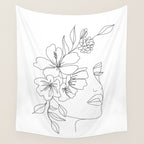 Minimal Line Art Woman Face II Wall Tapestry Gallery Image 4