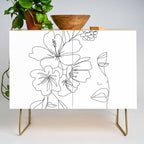 Minimal Line Art Woman Face II Credenza Gallery Image 1