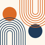 Mid Century Modern Geometric 199.2 in Navy Blue Orange Coffee Mug Gallery Image 2