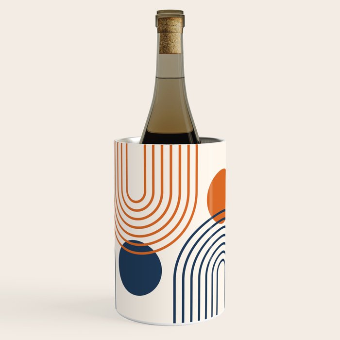 Mid Century Modern Geometric 199.2 in Navy Blue Orange Wine Chiller Gallery Image 3