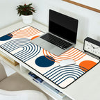 Mid Century Modern Geometric 199.2 in Navy Blue Orange Desk Mat Gallery Image 2