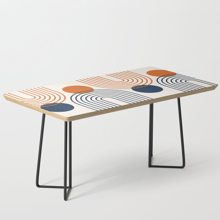 Mid Century Modern Geometric 199.2 in Navy Blue Orange Coffee Table Gallery Image 1