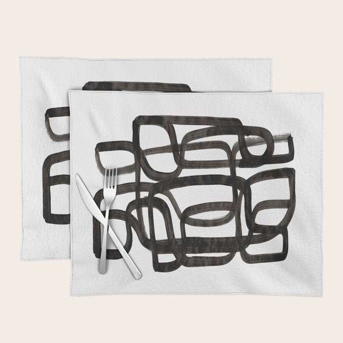 'Writing On The Wall' Mid Century Modern Fun Abstract Shapes  Placemat Gallery Image 1