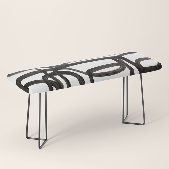'Writing On The Wall' Mid Century Modern Fun Abstract Shapes  Bench Gallery Image 1