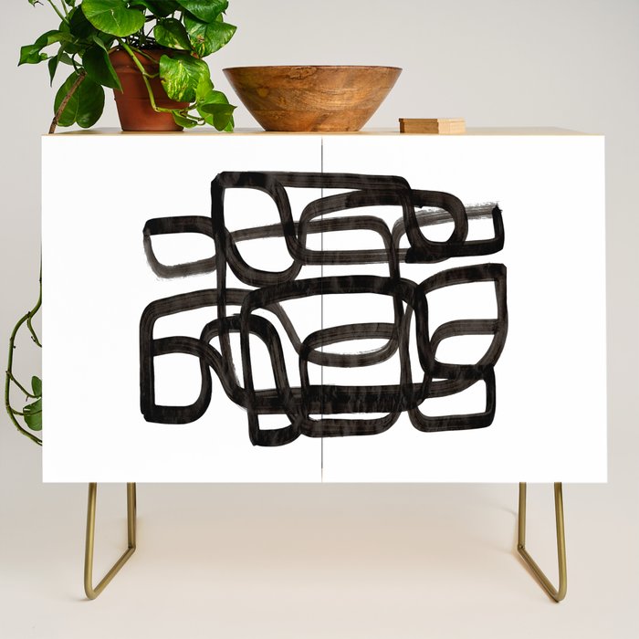 'Writing On The Wall' Mid Century Modern Fun Abstract Shapes  Credenza Gallery Image 1