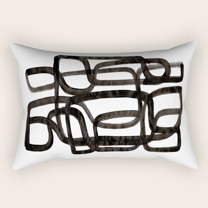 'Writing On The Wall' Mid Century Modern Fun Abstract Shapes  Rectangular Pillow Gallery Image 1