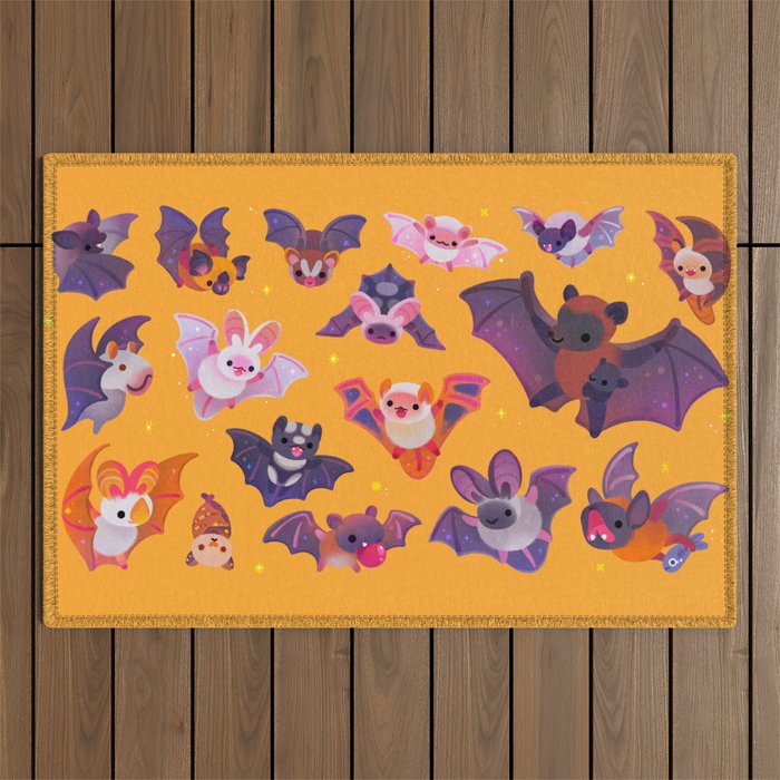 Bat - yellow Outdoor Rug Gallery Image 1