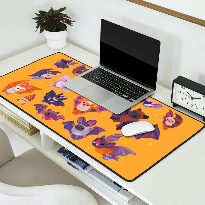 Bat - yellow Desk Mat Gallery Image 2