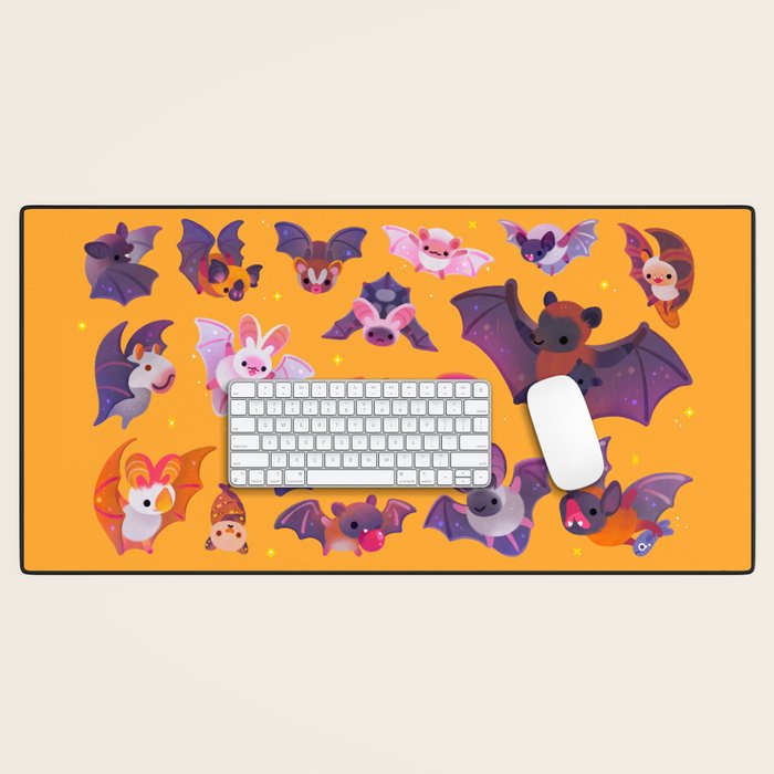 Bat - yellow Desk Mat Gallery Image 1