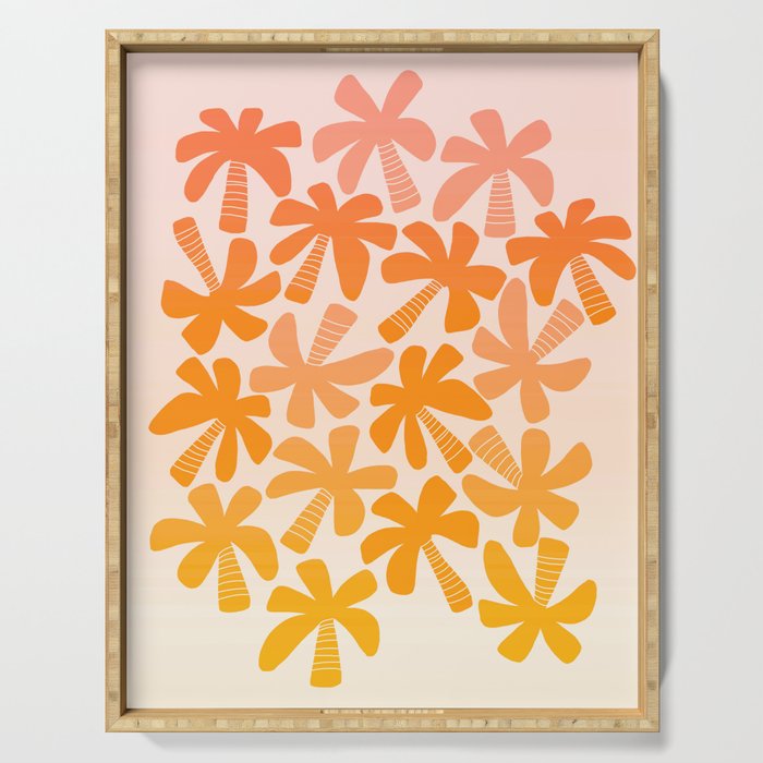 Retro Palms - ombre sunset Serving Tray Gallery Image 1