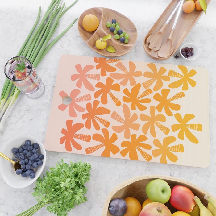 Retro Palms - ombre sunset Cutting Board Gallery Image 2