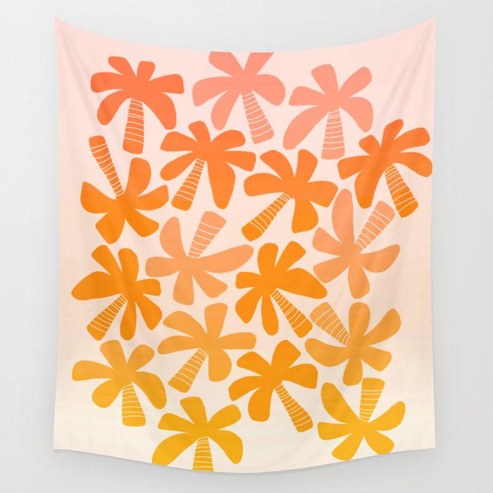 Retro Palms - ombre sunset Wall Tapestry Gallery Image 1