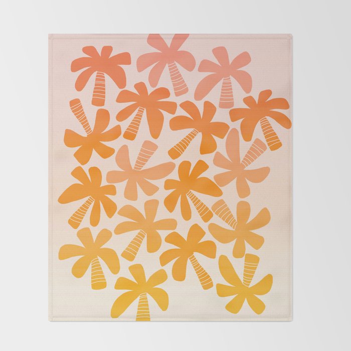 Retro Palms - ombre sunset Throw Blanket Gallery Image 2