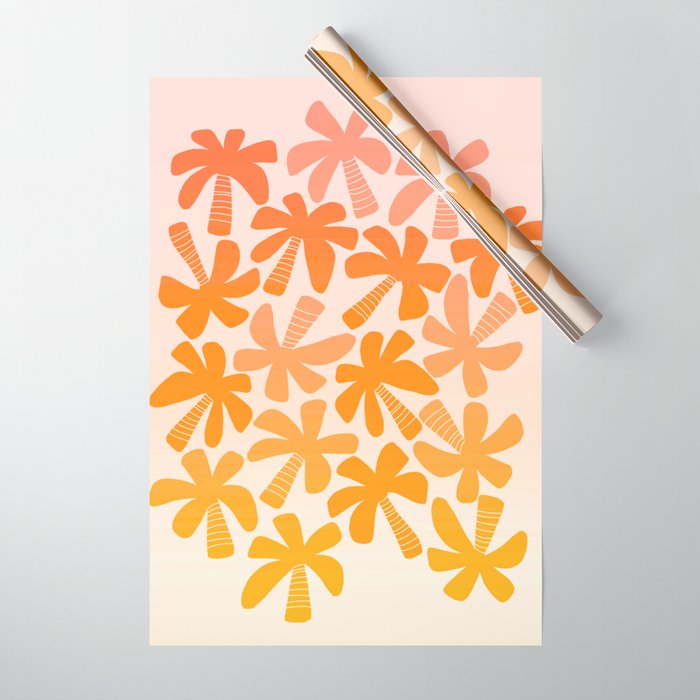 Retro Palms - ombre sunset Wrapping Paper Gallery Image 1