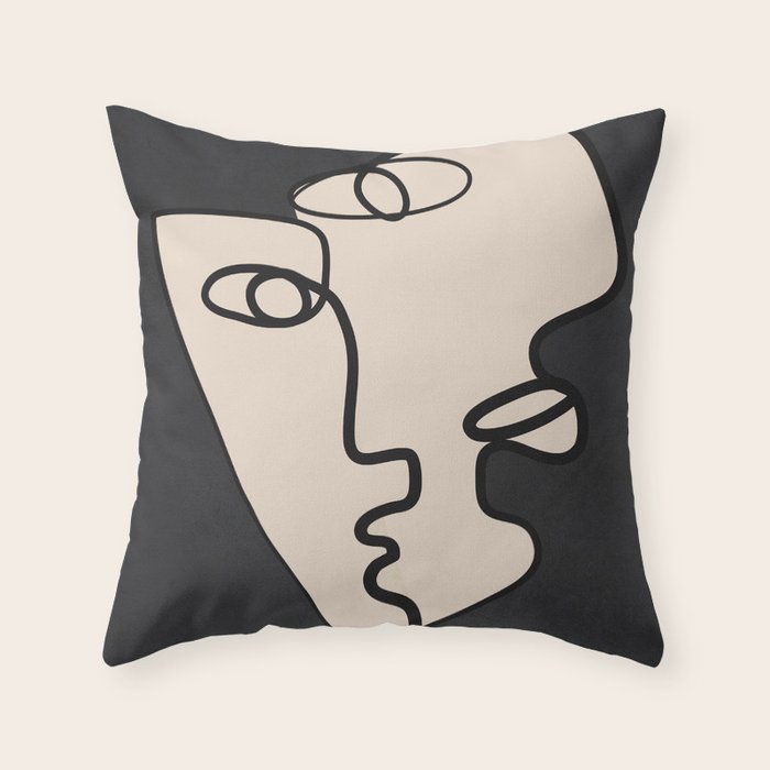 Interwoven Faces 1 Throw Pillow Gallery Image 1