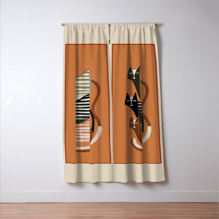 Stacked Abstract Cats Window Curtain Gallery Image 3