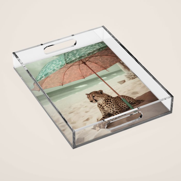 Cheetah's Vacation, Beach Prints Acrylic Tray Gallery Image 1