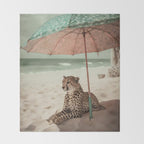 Cheetah's Vacation, Beach Prints Throw Blanket Gallery Image 2