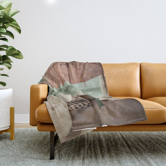 Cheetah's Vacation, Beach Prints Throw Blanket Gallery Image 1