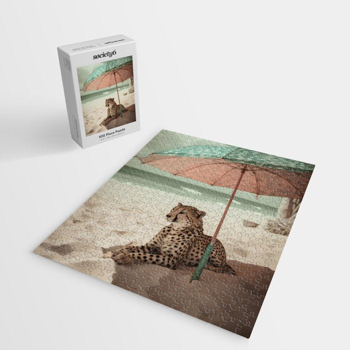 Cheetah's Vacation, Beach Prints Jigsaw Puzzle Gallery Image 2