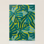 Monstera Leaves in Teal Stationery Card Gallery Image 2