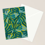 Monstera Leaves in Teal Stationery Card Gallery Image 2