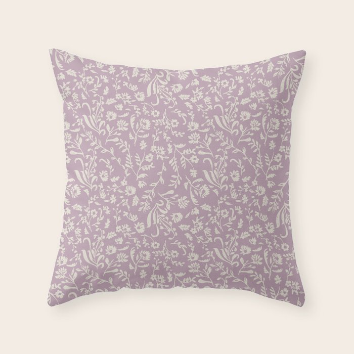 Lavender Boho Ditsy Toile Floral Throw Pillow Gallery Image 6
