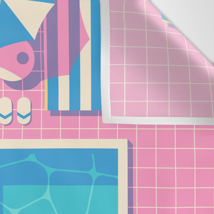 Retro 80s Swimming Pool Wall Tapestry Gallery Image 3