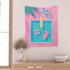 Retro 80s Swimming Pool Wall Tapestry Gallery Image 2