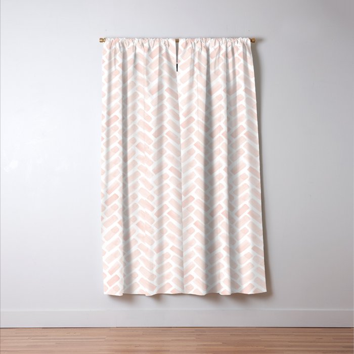 watercolor herringbone - light pink Window Curtain Gallery Image 3