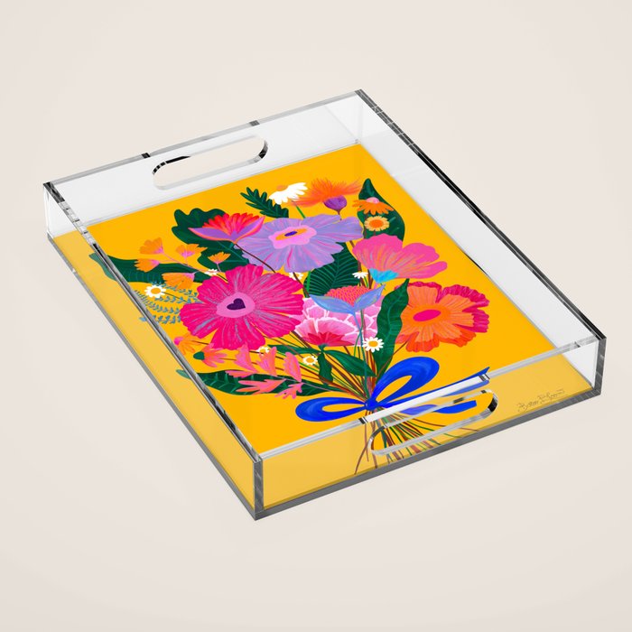 flower bouquet Pink Tangerine Acrylic Tray Gallery Image 1