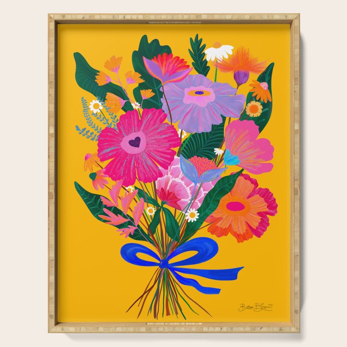 flower bouquet Pink Tangerine Serving Tray Gallery Image 1