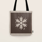 Snowflake Brown Striped Tote Bag Gallery Image 1