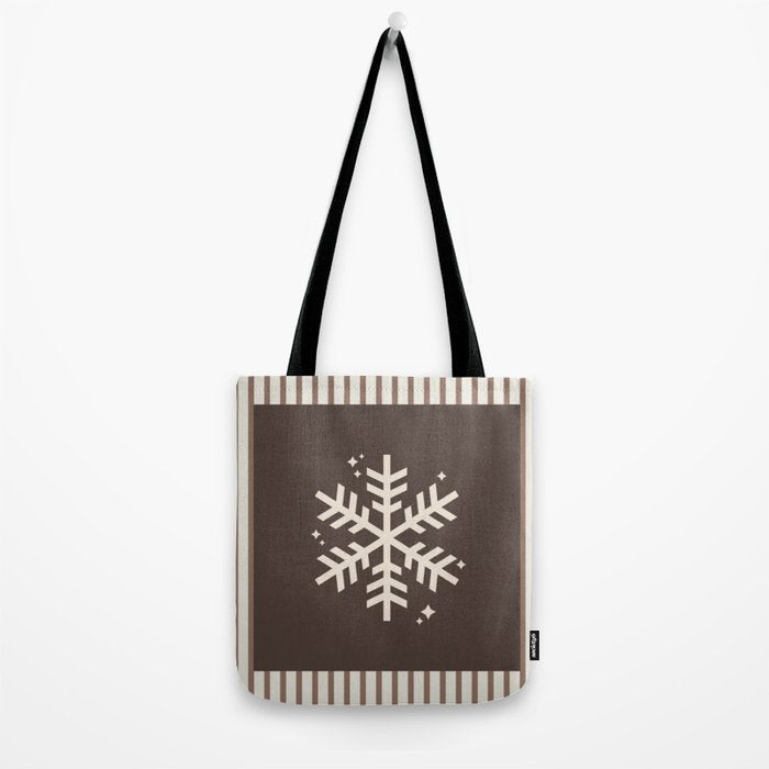 Snowflake Brown Striped Tote Bag Gallery Image 2