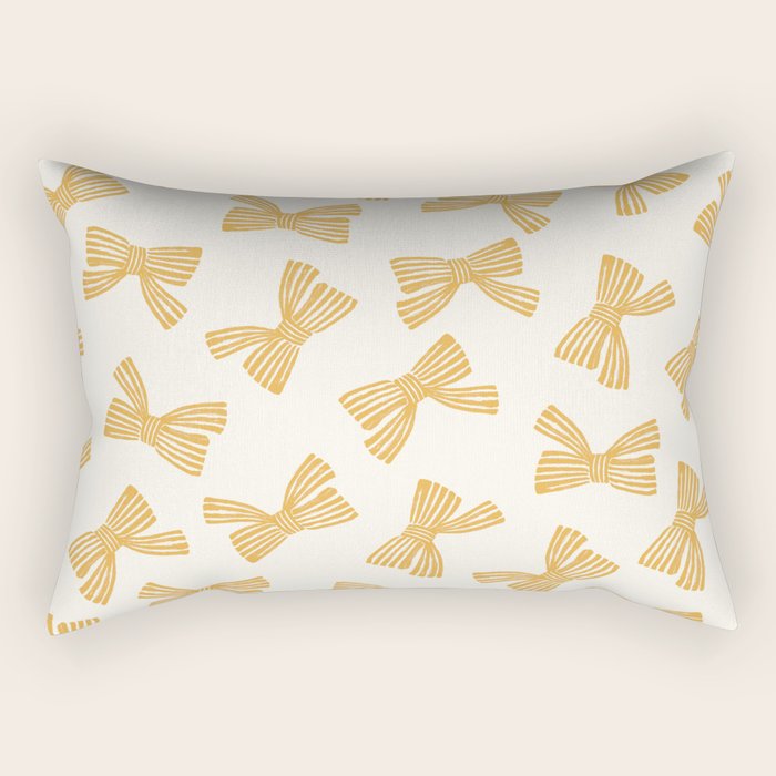 Yellow Stripe Bow Ribbon  Rectangular Pillow Gallery Image 1
