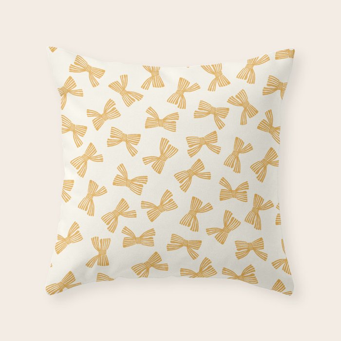 Yellow Stripe Bow Ribbon  Throw Pillow Gallery Image 6