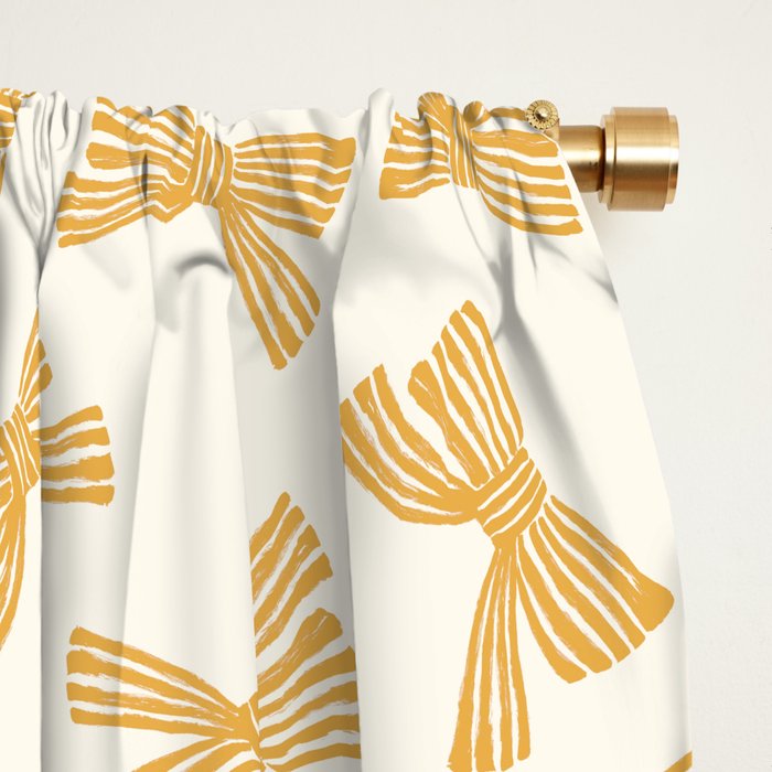 Yellow Stripe Bow Ribbon  Window Curtain Gallery Image 2