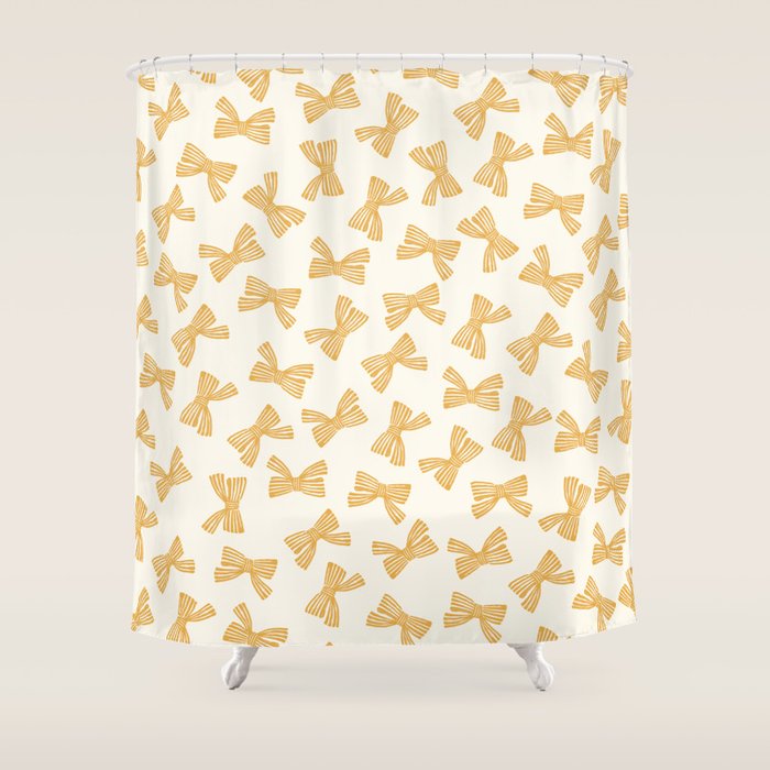 Yellow Stripe Bow Ribbon  Shower Curtain Gallery Image 1