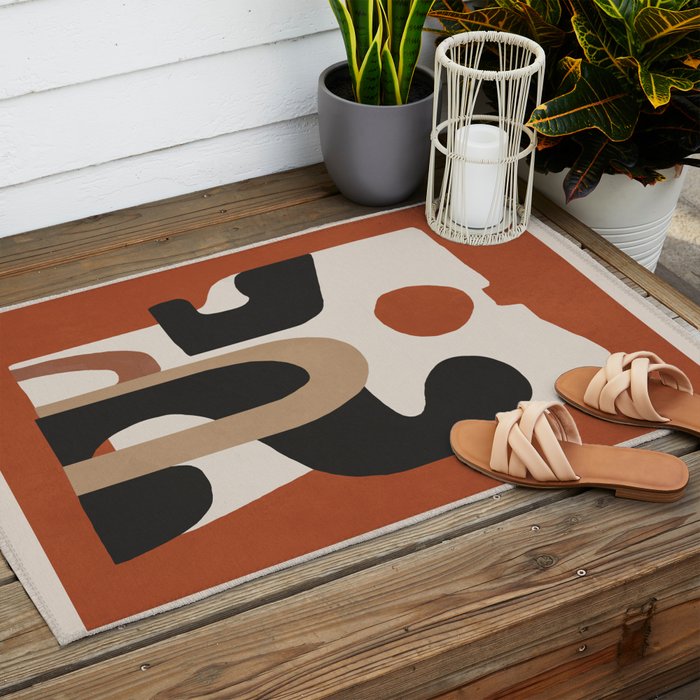 Modern Abstract Minimal Art 1 Outdoor Rug Gallery Image 2