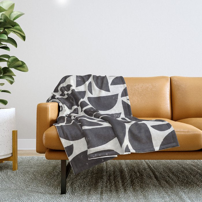 Abstract Linocut Pattern #3 Throw Blanket Gallery Image 1