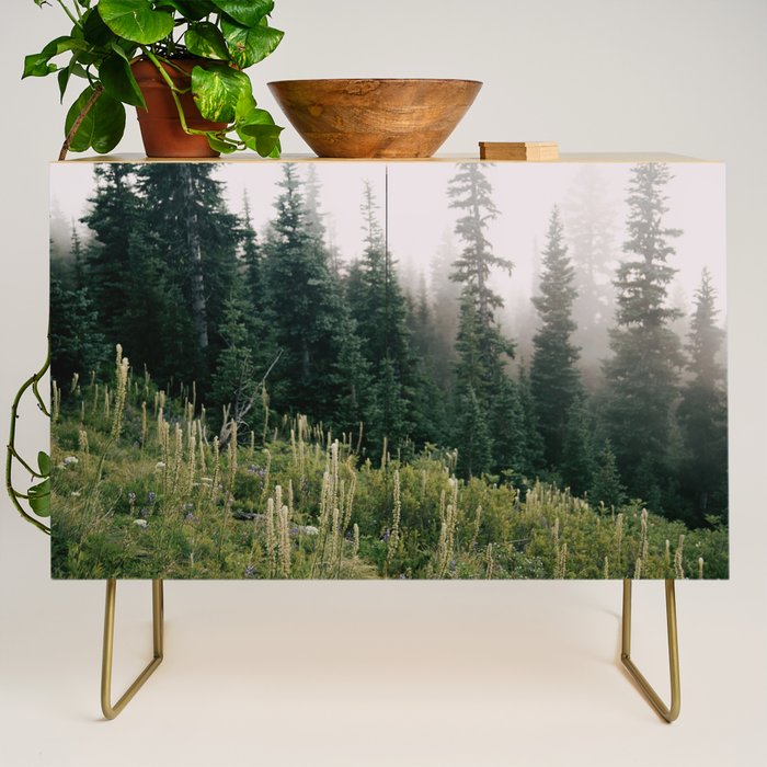 Foggy Green Forest Credenza Gallery Image 1