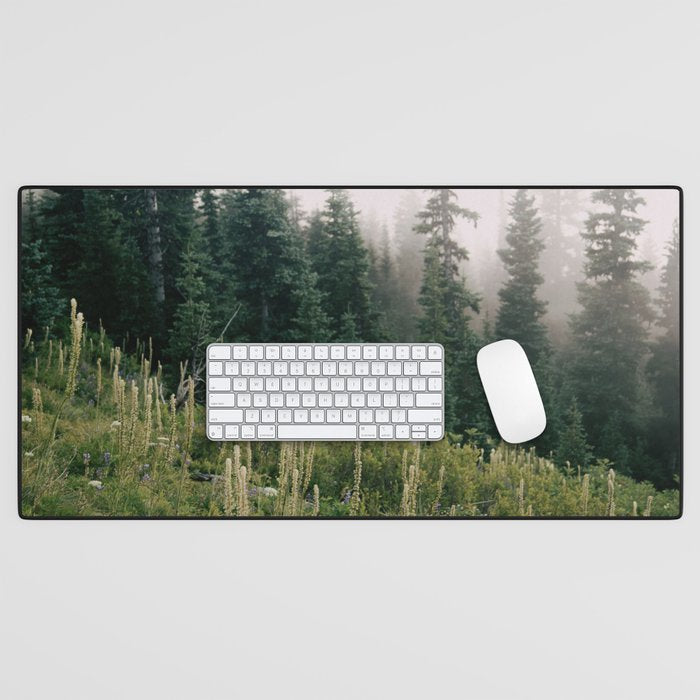 Foggy Green Forest Desk Mat Gallery Image 1