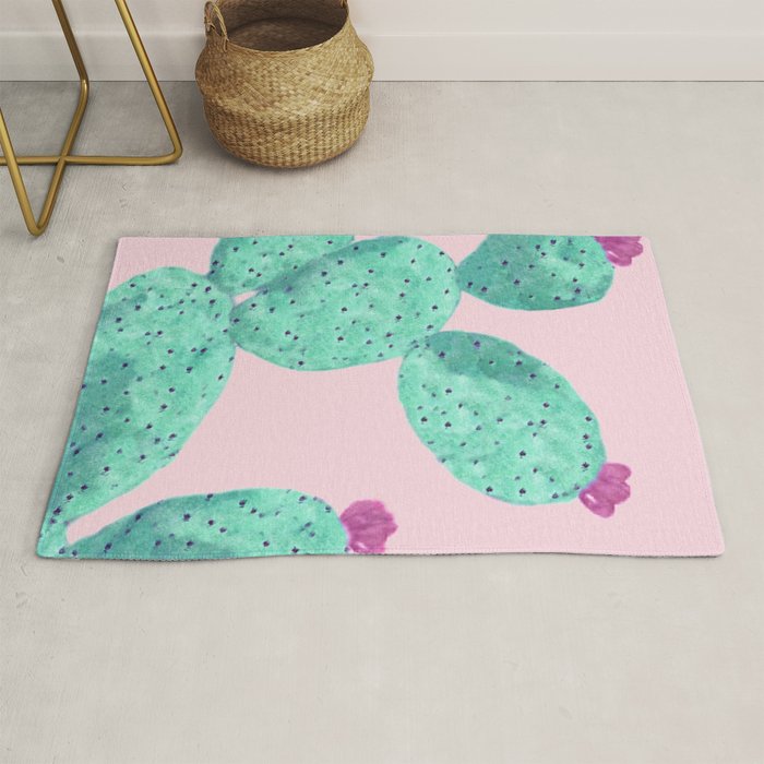 Cactus with pink flowers Rug Gallery Image 1
