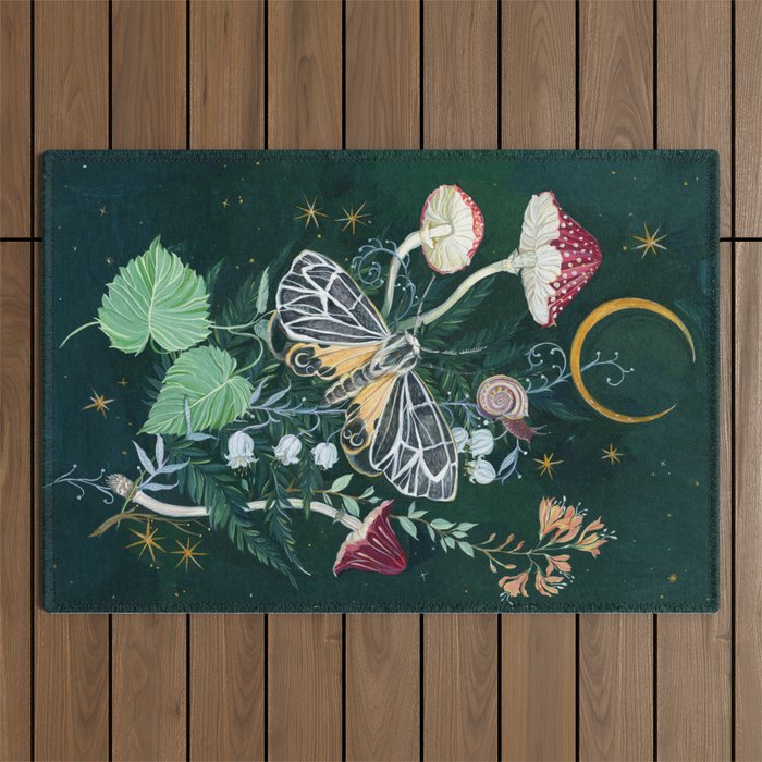 Mushroom night moth Outdoor Rug Gallery Image 1