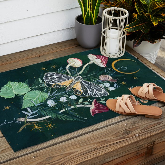 Mushroom night moth Outdoor Rug Gallery Image 2