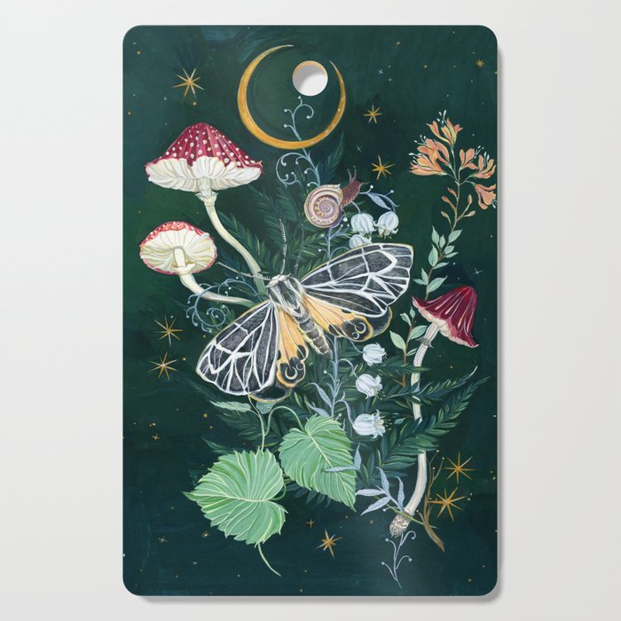 Mushroom night moth Cutting Board Gallery Image 1