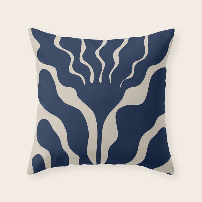 Day Bloom - Blue Throw Pillow Gallery Image 1