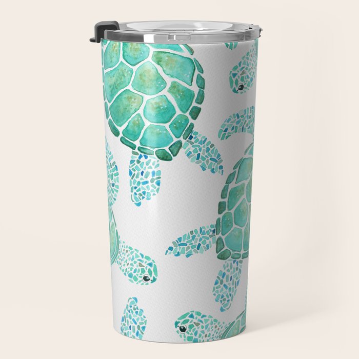 Sea Turtle Pattern - Blue Travel Mug Gallery Image 3